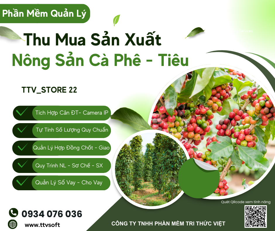 Phần mềm mua bán, theo dõi công nợ, sổ vay Cafe, Tiêu